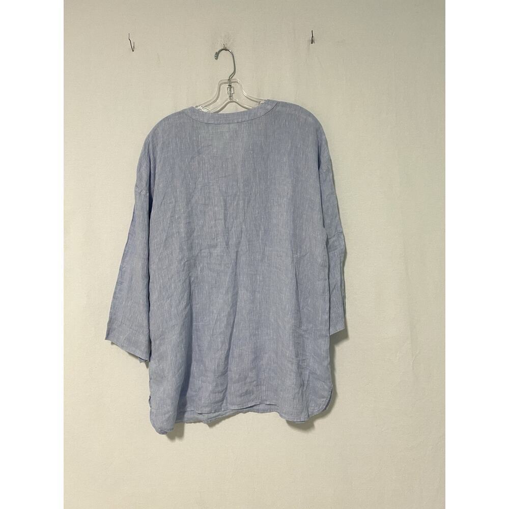 J. Jill Pure Jill 100% Linen Popover Tunic Top Blue MEDIUM Lagenlook Coastal - Picture 7 of 11